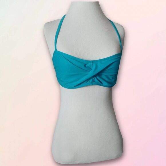 Retro, Turquoise, Pin-Up Style, Balconette, Twist Front, Bikini Top - Picture 14 of 14